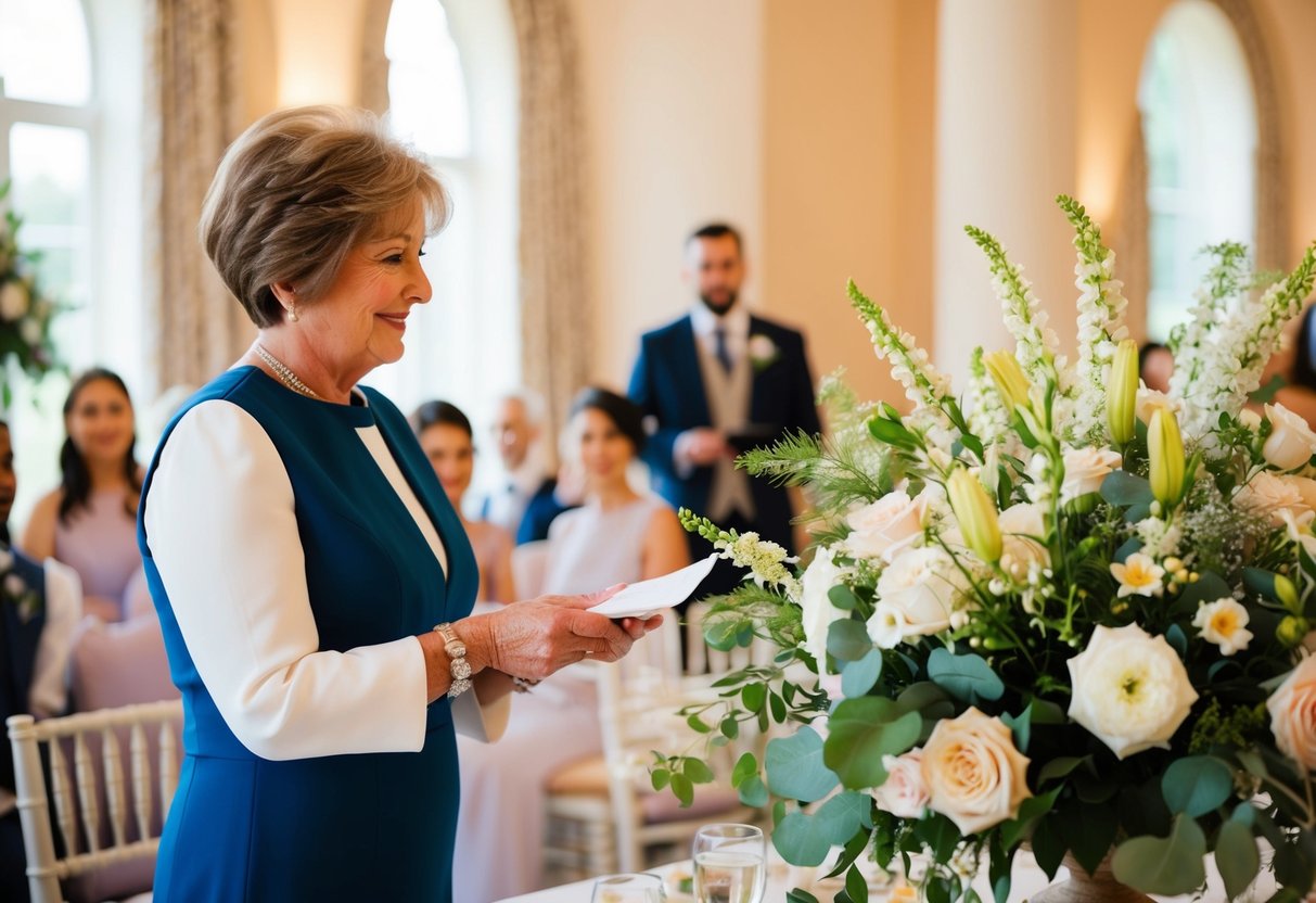 The mother of the groom pays for the floral arrangements and decorations at the ceremony and reception