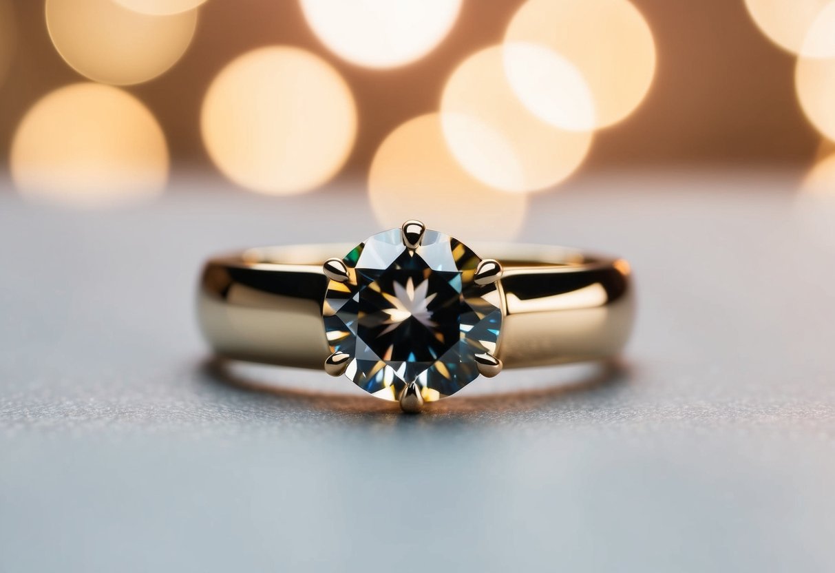 A plain, thin band with a large, fake-looking gemstone