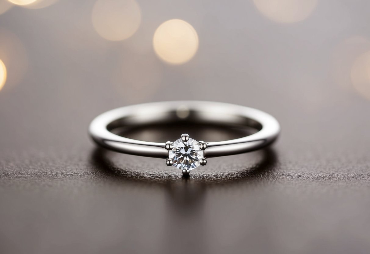 A delicate, silver band with a single, sparkling diamond nestled in the center
