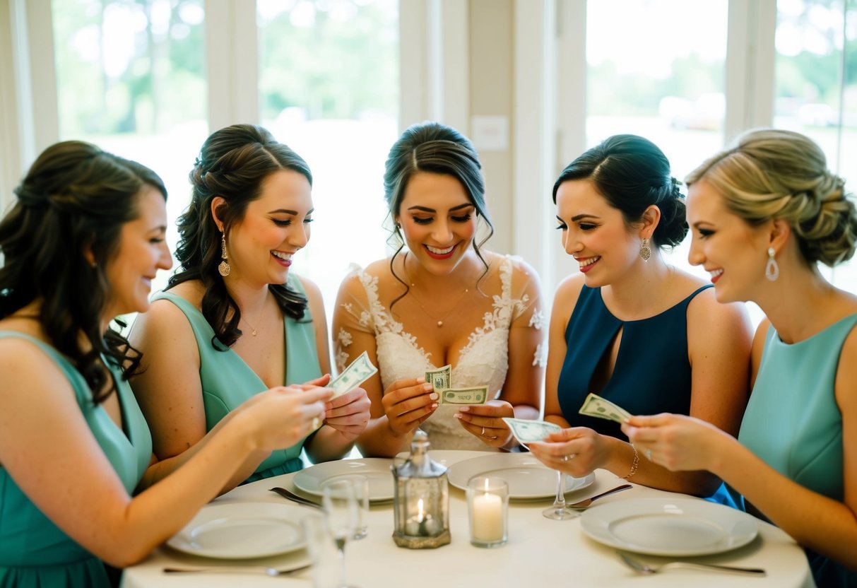 Bridesmaids pooling money for rehearsal dinner