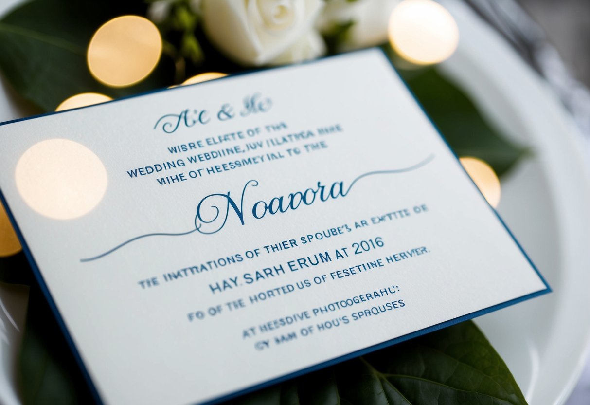A wedding invitation with only one name written on it, while the other spouse's name is noticeably absent