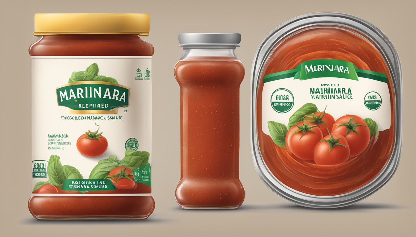 A jar of expired marinara sauce with visible mold and discoloration