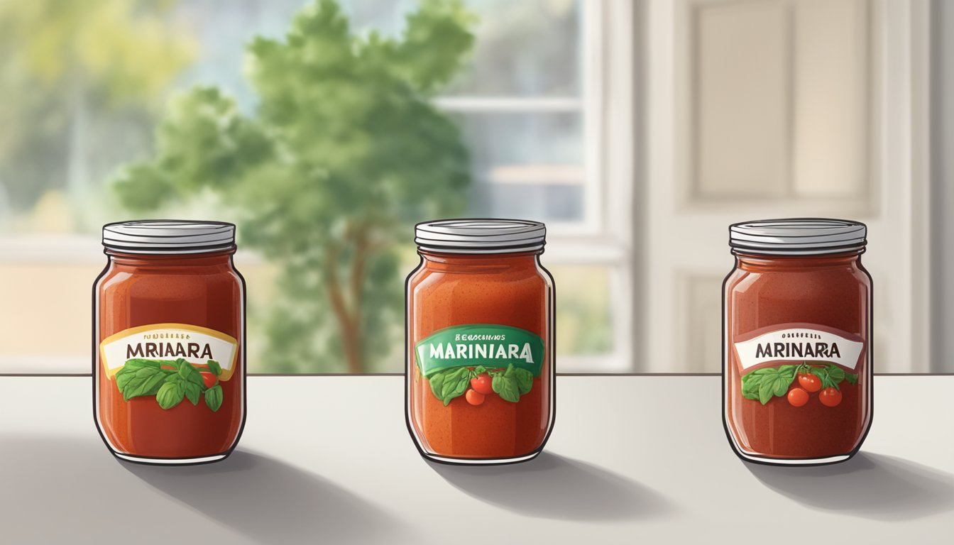 A jar of expired marinara sauce next to a homemade version, both labeled with expiration dates