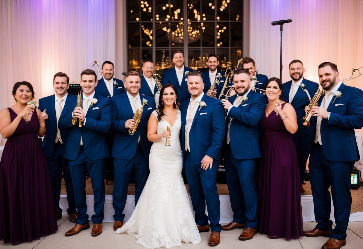 A wedding band plays 48 songs in 4 hours, creating a lively atmosphere for the seamless wedding reception
