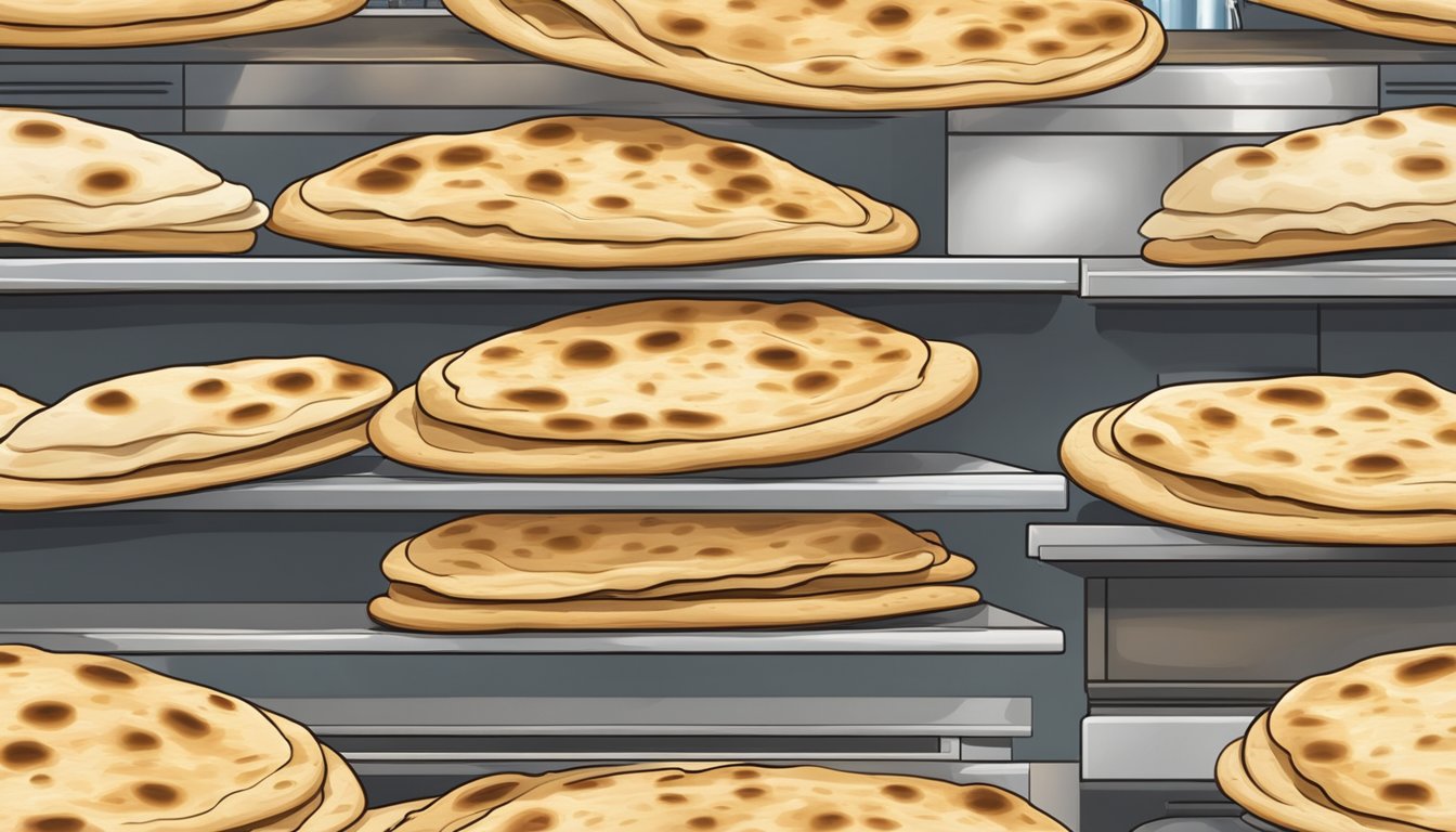 A stack of expired naan bread on a kitchen counter, with visible signs of mold and discoloration