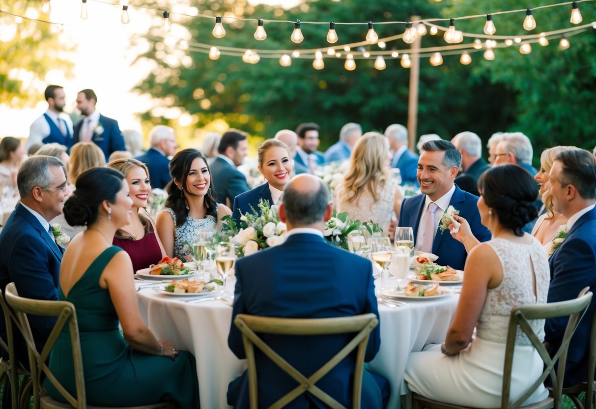 A gathering of family and friends at a pre-wedding meal