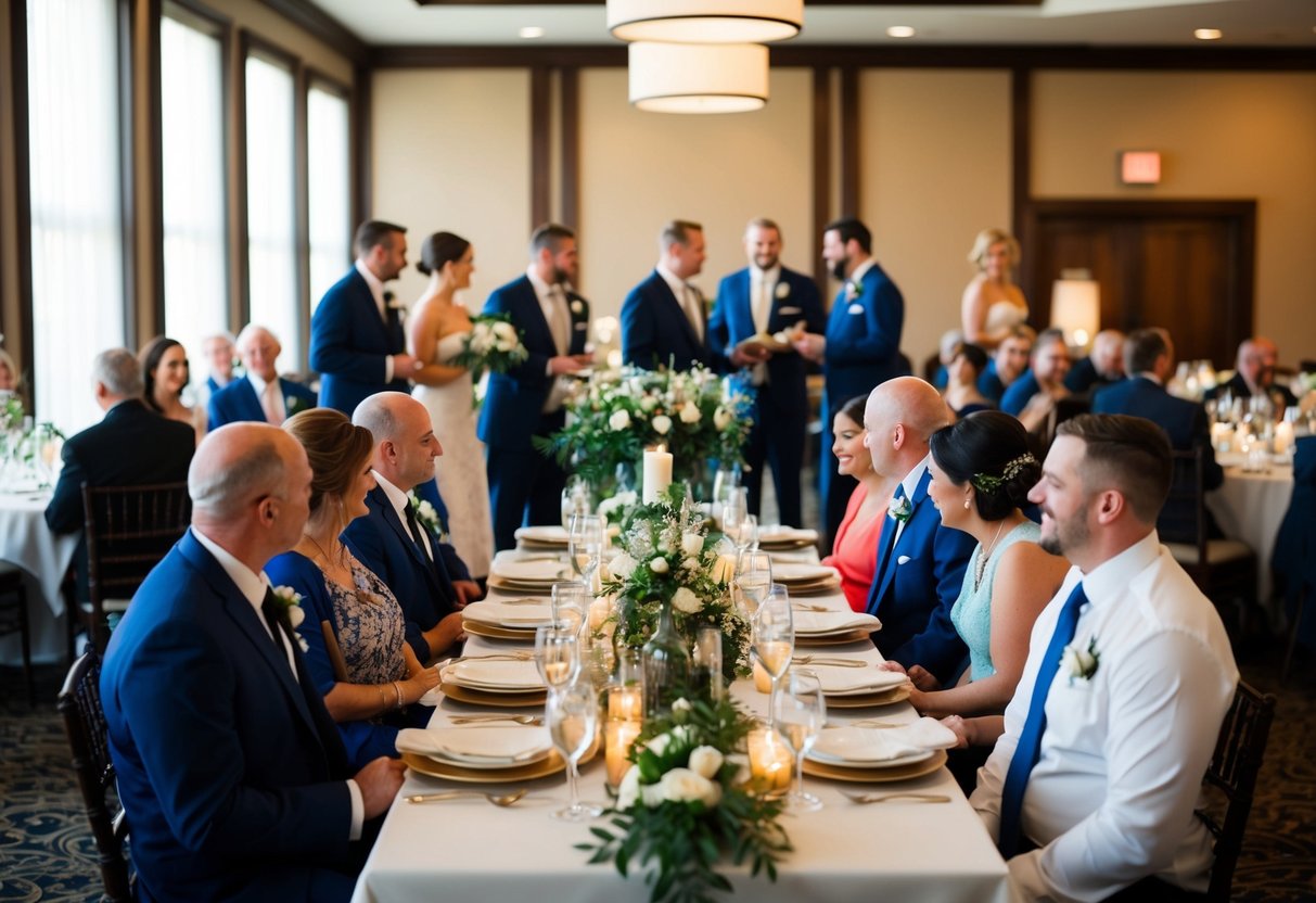 A gathering before the wedding, also known as the wedding rehearsal dinner, typically takes place in a restaurant or banquet hall with a relaxed and celebratory atmosphere