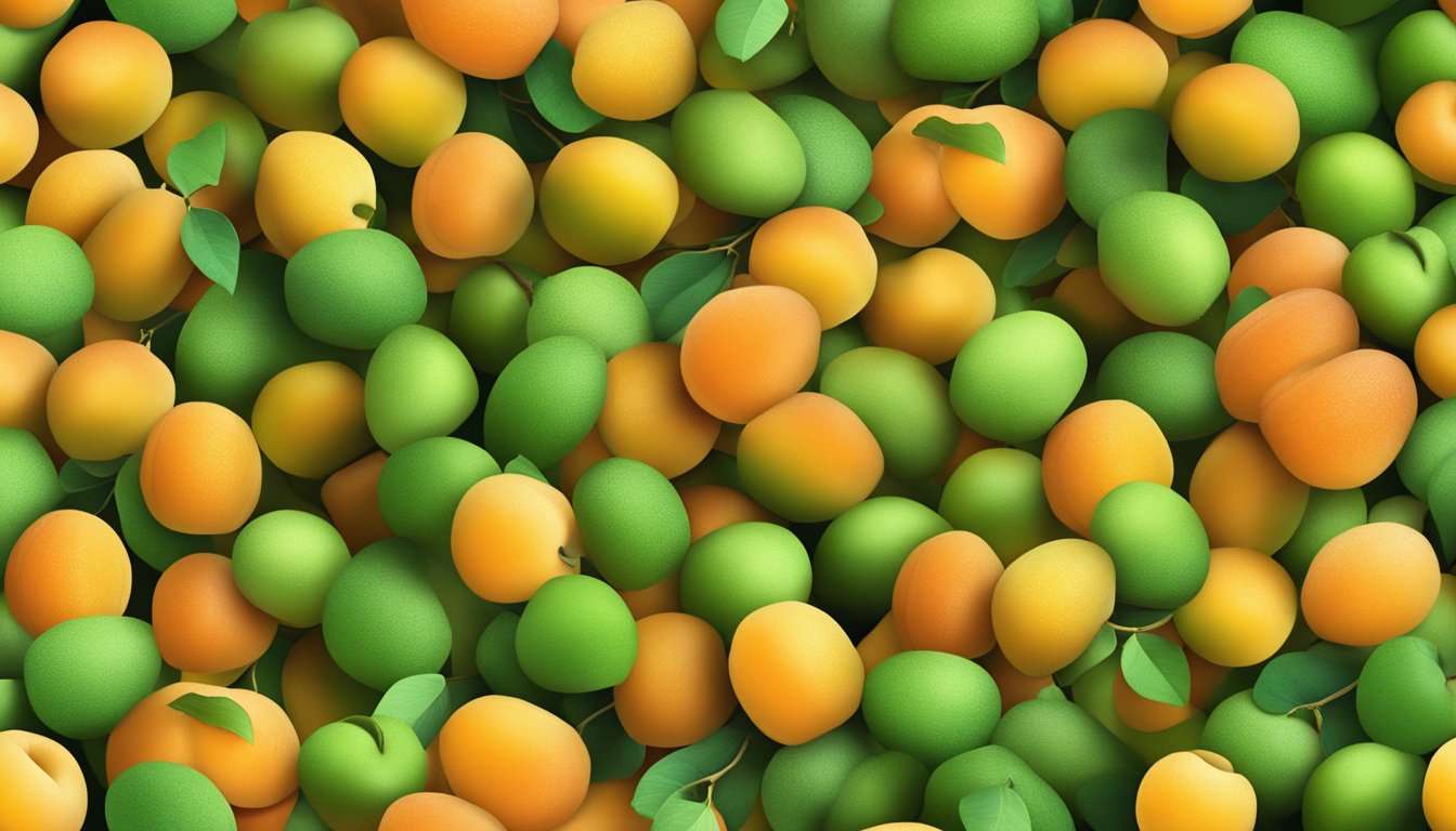 A pile of unripe apricots with a question mark above them