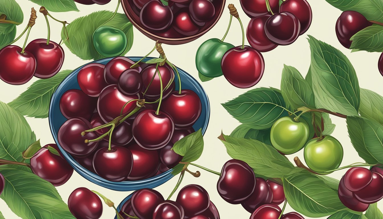 A bowl of unripe and ripe cherries, with a focus on their color, size, and firmness