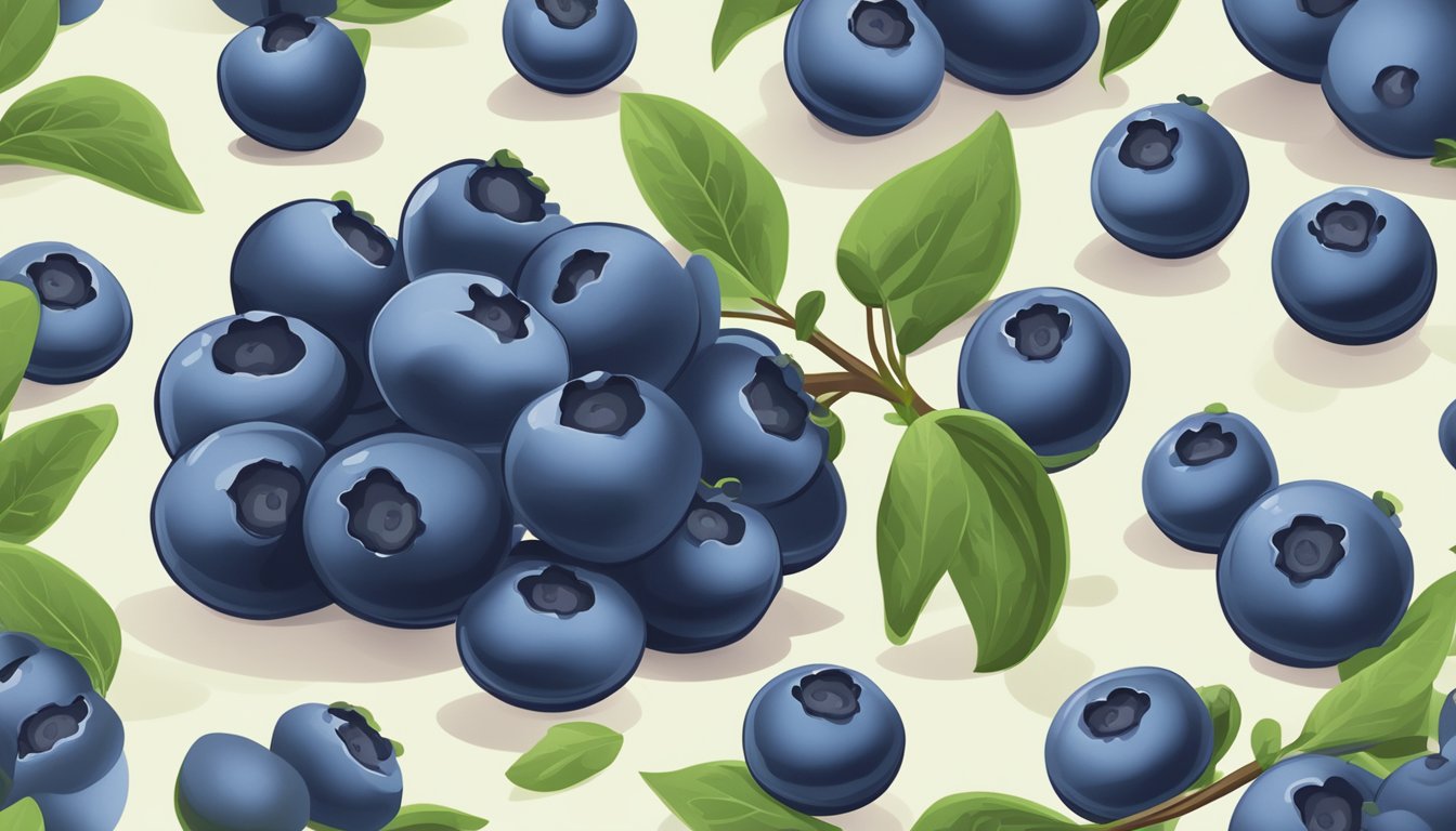 A cluster of unripe blueberries next to a bunch of ripe blueberries, with a question mark hovering above the unripe ones