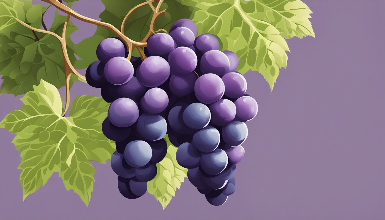 A grapevine with clusters of unripe green grapes next to ripe purple grapes