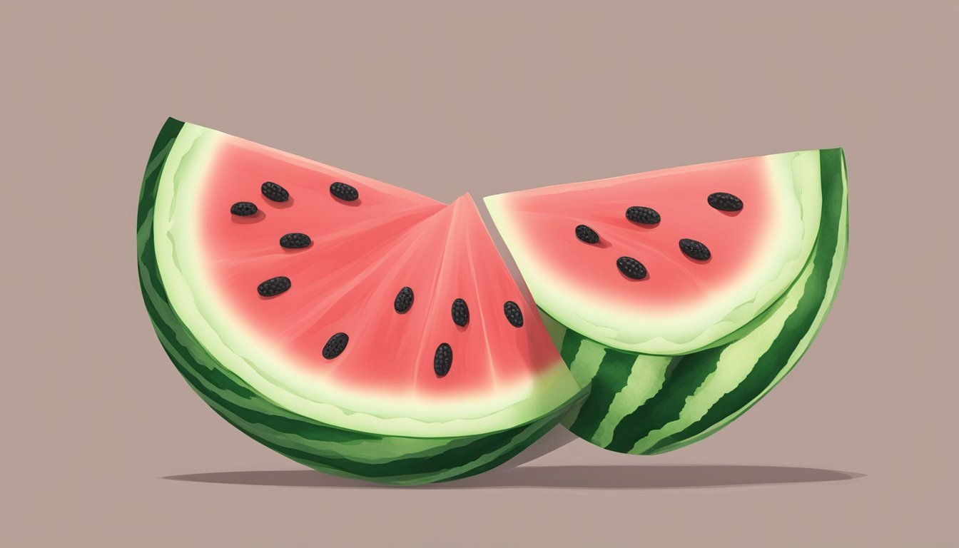 A sliced unripe watermelon with a question mark above it