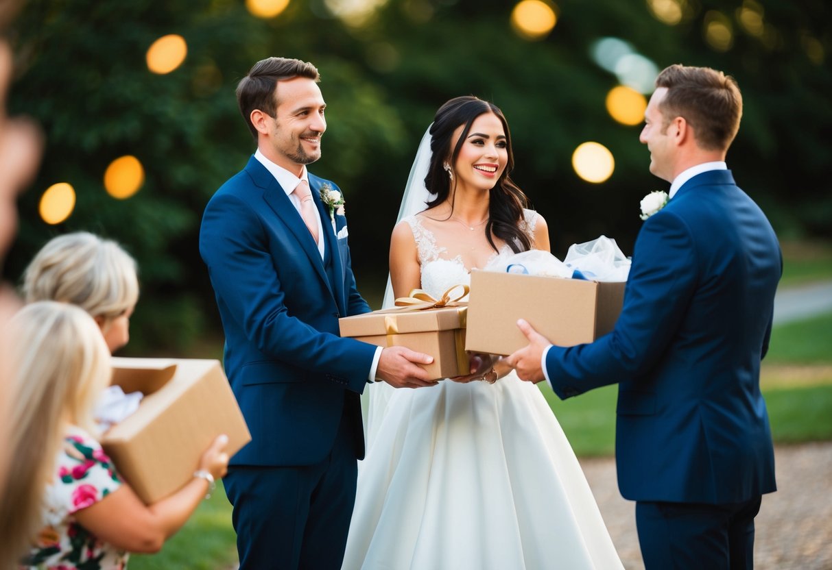 A couple receiving unwanted items at their wedding