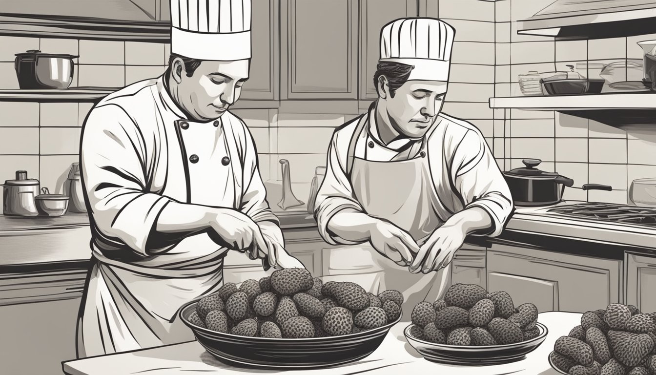 A chef carefully examines and cleans morel mushrooms before cooking