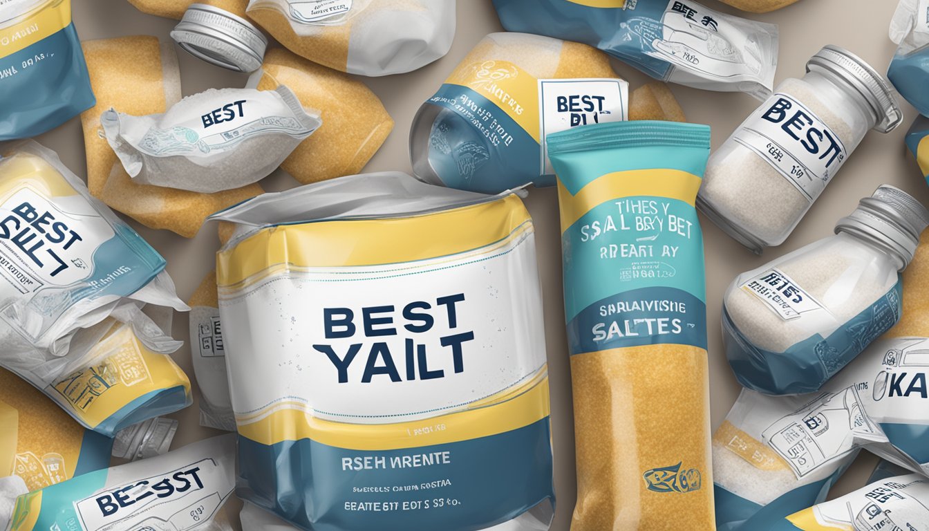 A pile of expired salt sits untouched next to a "best by" date label