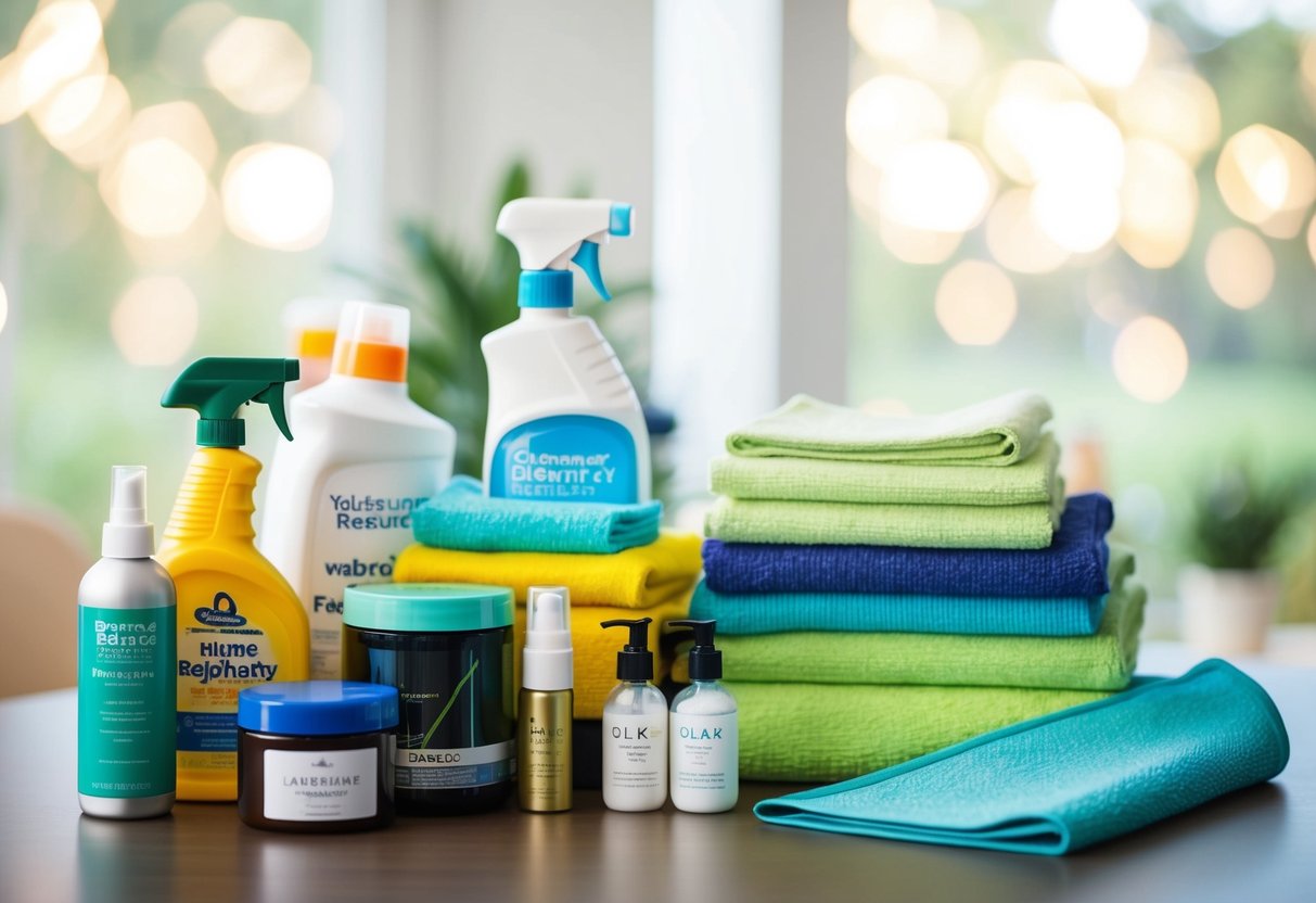 A wedding registry with items like cleaning supplies, gym equipment, and personal hygiene products