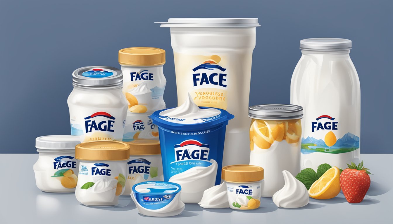 A carton of expired Fage Greek yogurt surrounded by a calendar, clock, and various preservation methods such as canning jars and vacuum-sealed bags