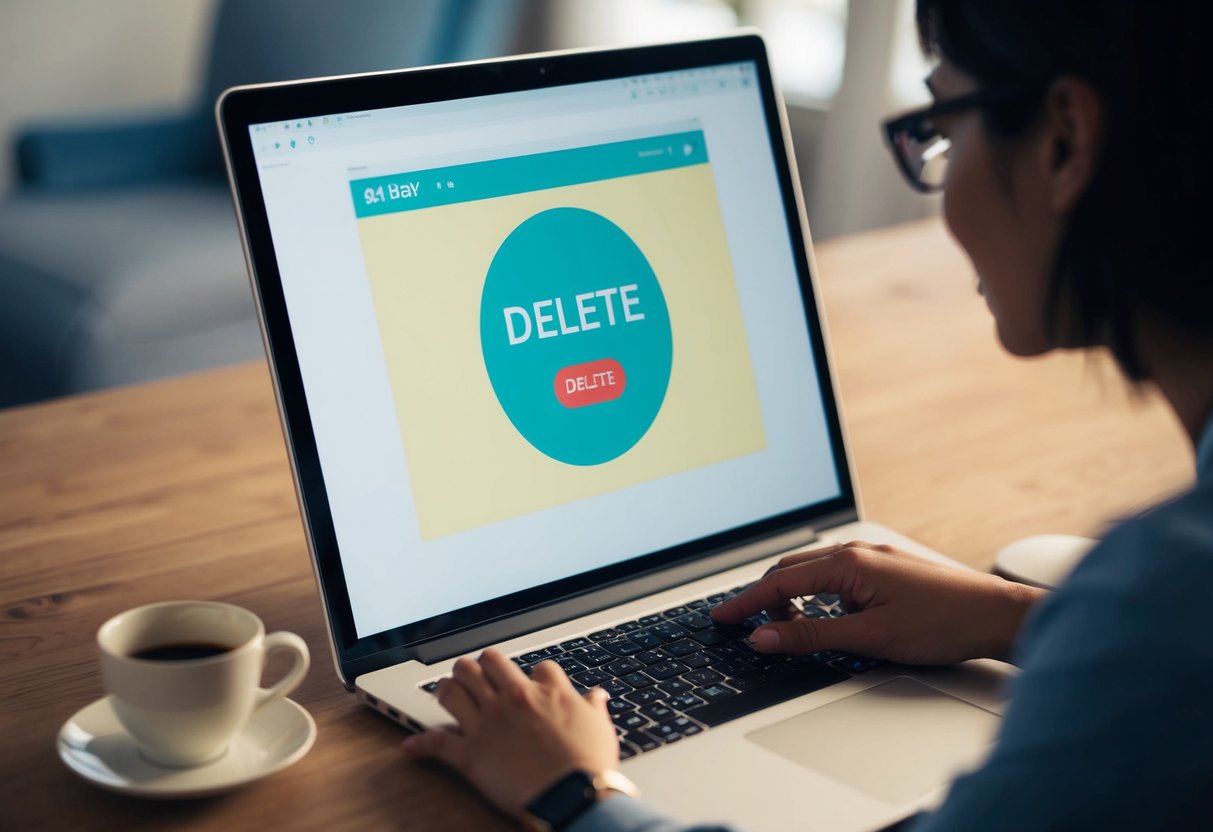 A computer screen with a "delete" button highlighted on a baby registry website