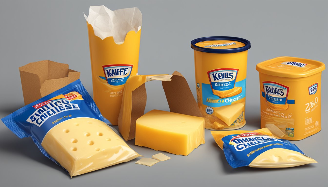 A pack of expired Kraft American cheese singles next to a trash can