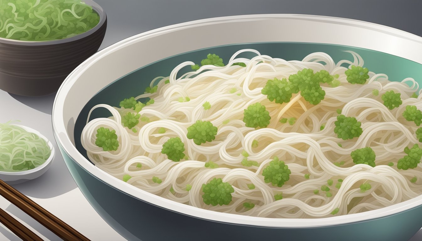 Rice noodles with mold, unpleasant odor, and slimy texture