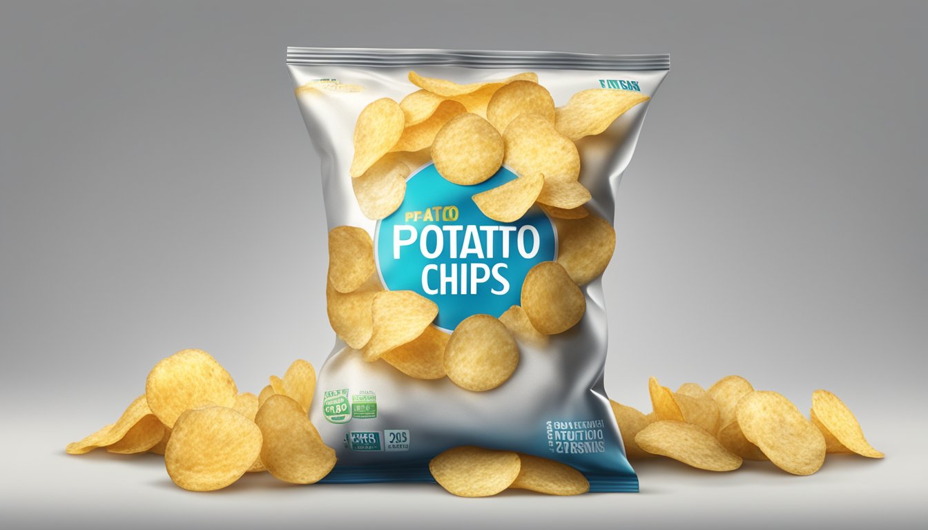 A bag of potato chips with a visible expiration date and moldy chips inside