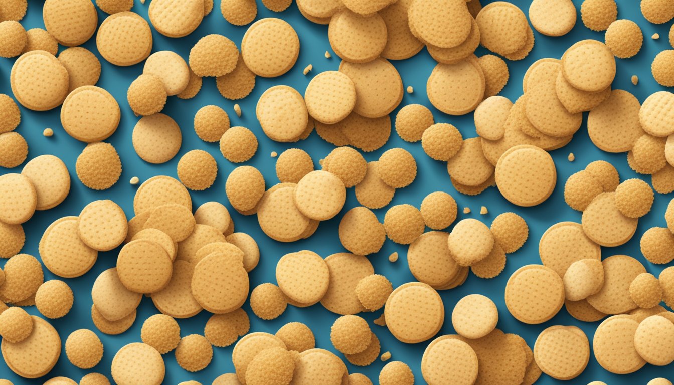 A pile of Nilla Wafer crumbs on a clean surface, with the iconic round shape and speckled texture