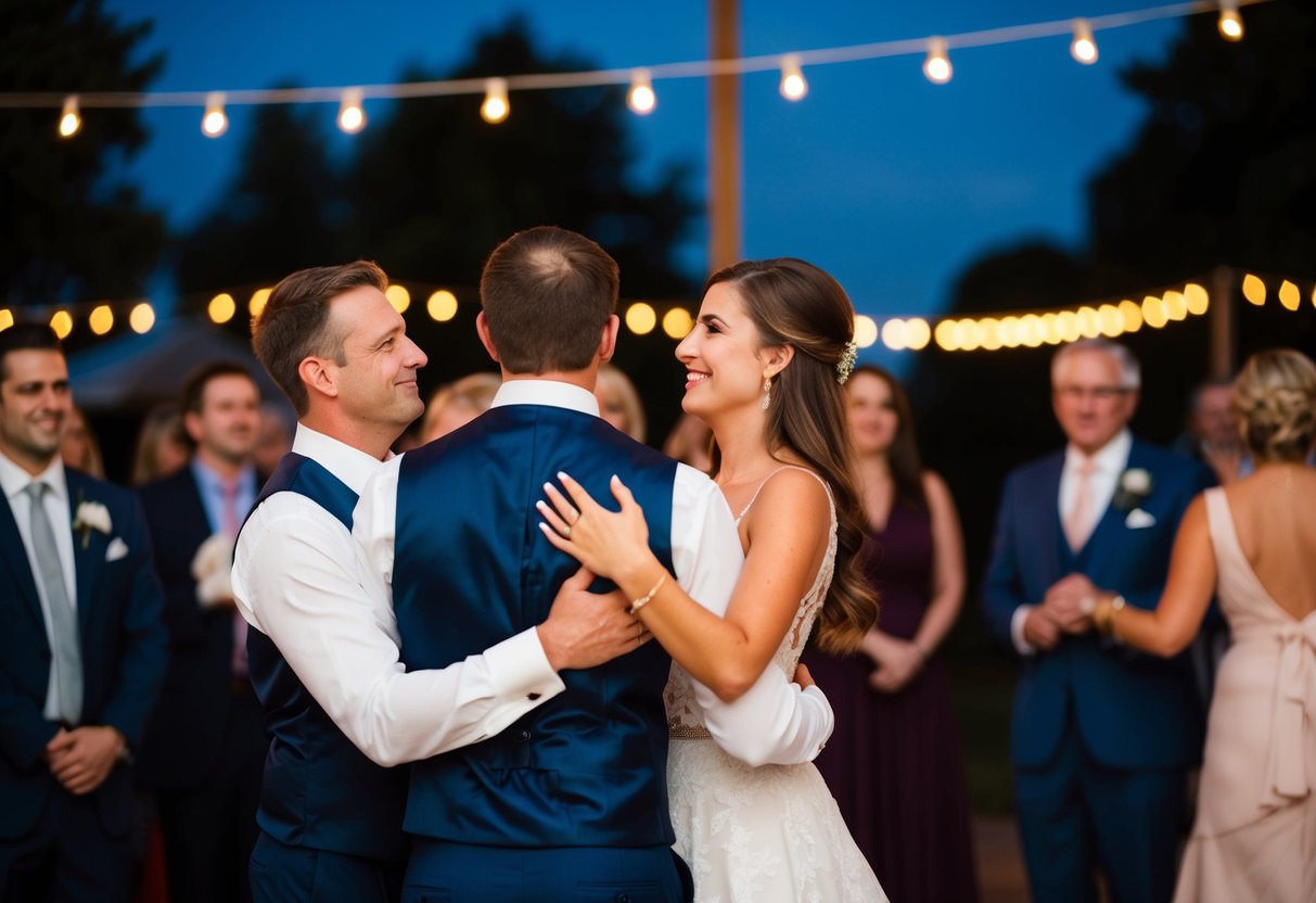 Evening guests watch first dance at reception