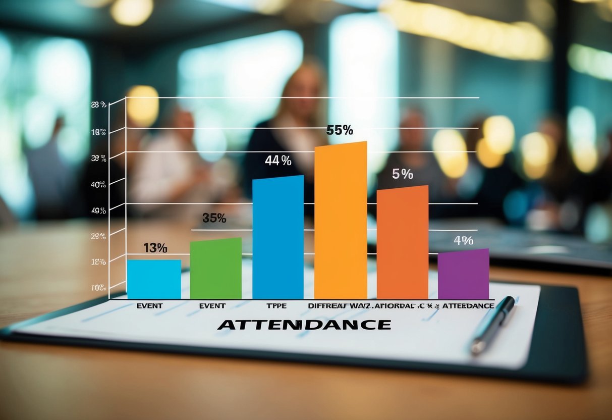 A graph showing different event types and their corresponding attendance percentages