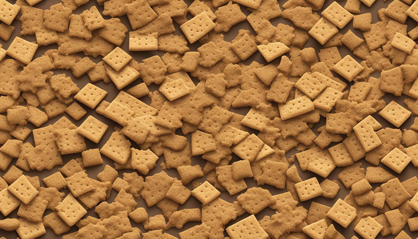 A pile of graham cracker crumbs sits on a clean, dry surface, with no signs of contamination or spoilage