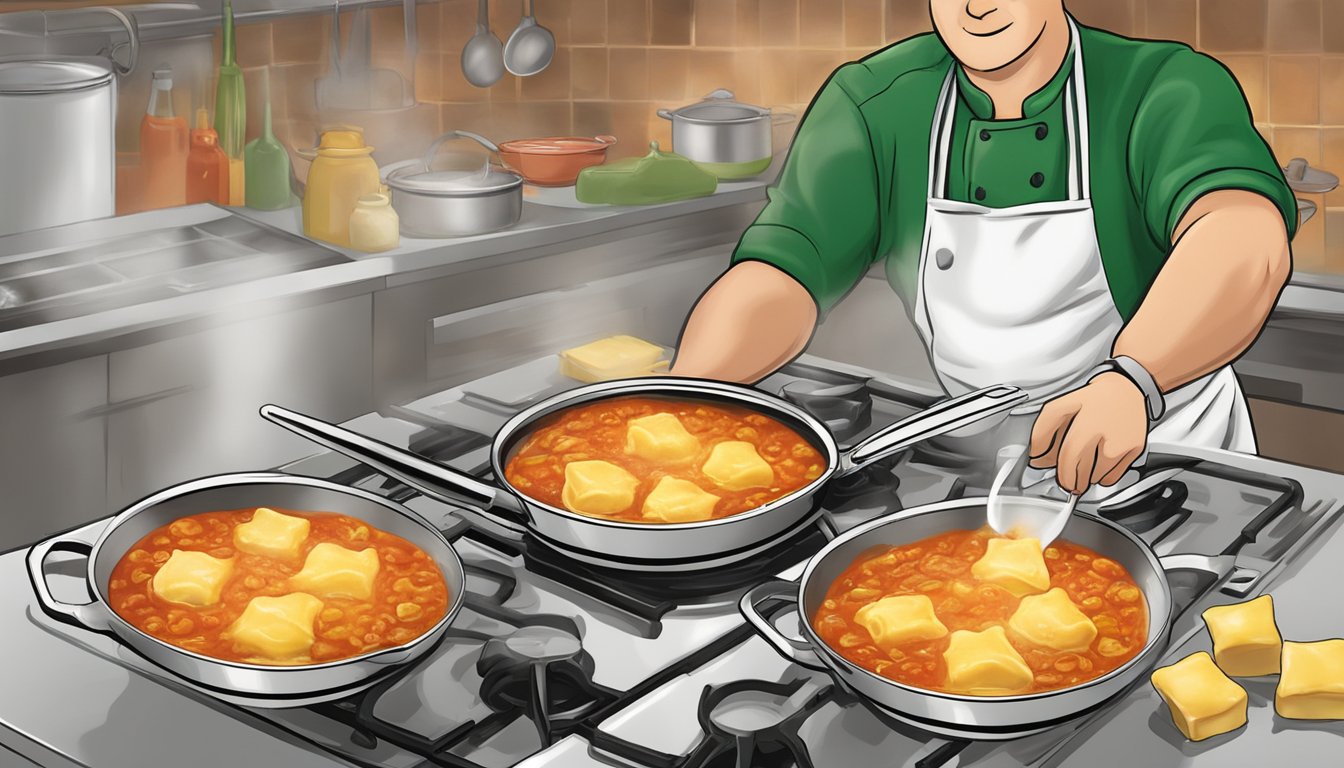 A chef boyardee ravioli being cooked in boiling water