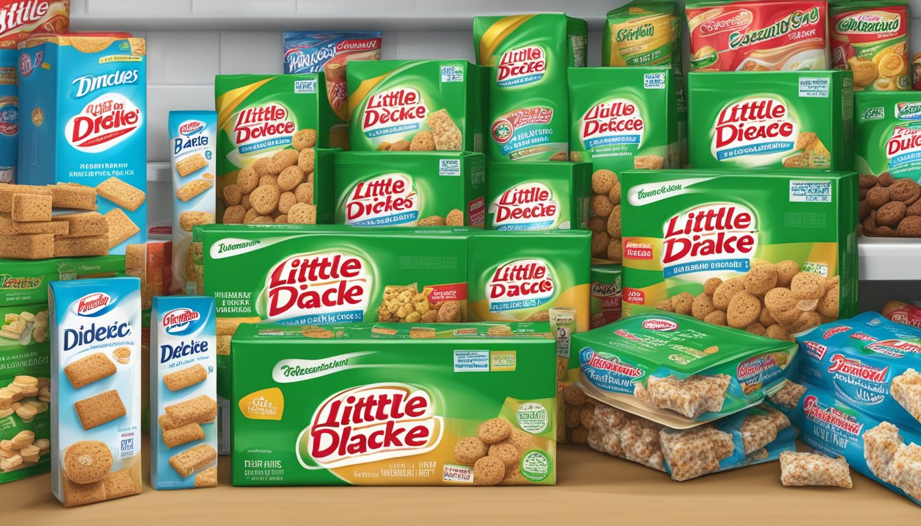 A pantry shelf with a box of Little Debbie snack cakes covered in green and white mold, surrounded by other packaged snacks