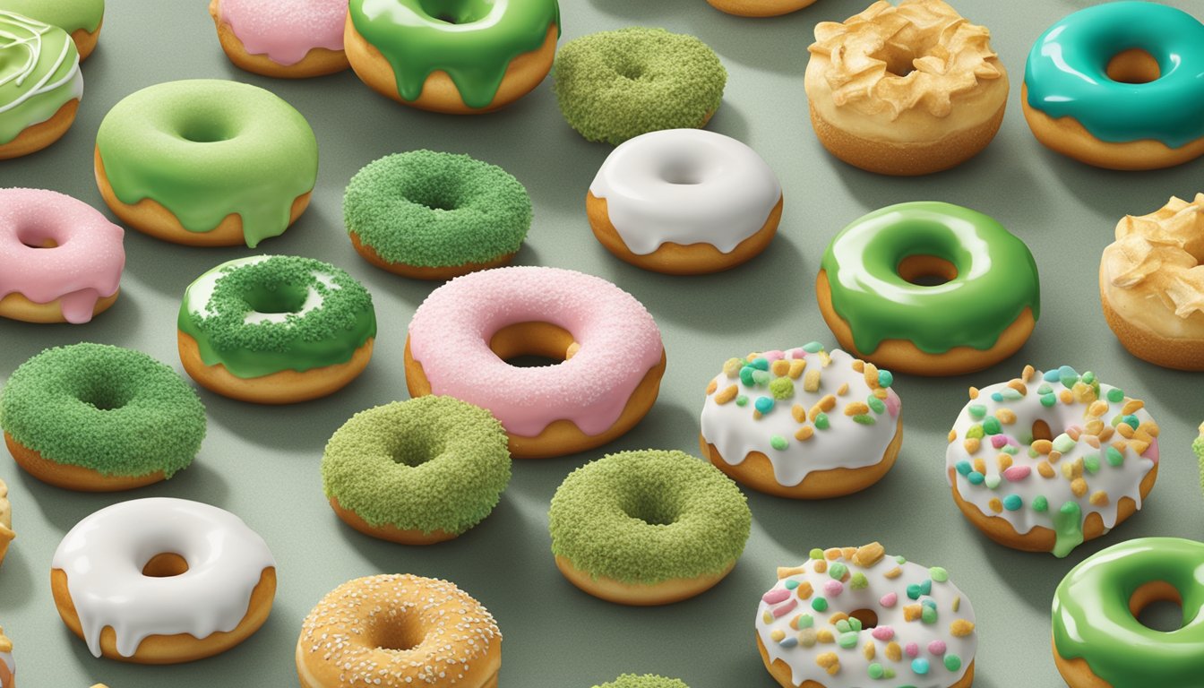 A moldy Entenmann's donut sits on a kitchen counter, surrounded by other packaged pastries. A small cluster of green and white mold is visible on the surface of the donut