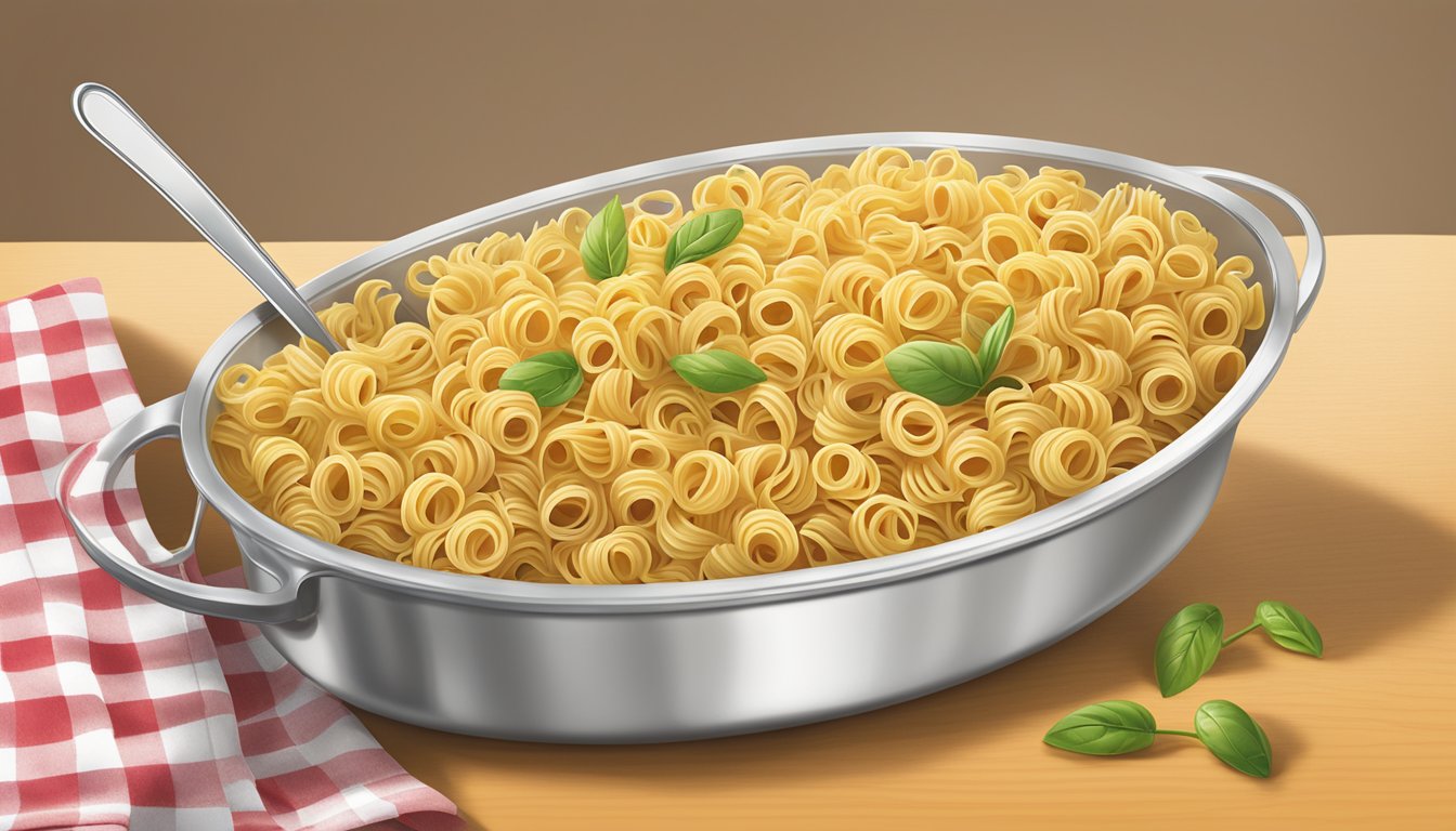 A pot of undercooked Lipton Sidekicks pasta with a fork resting on the edge