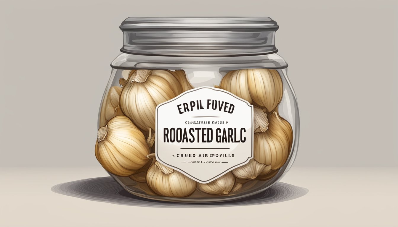 A jar of expired roasted garlic with visible mold and a foul odor