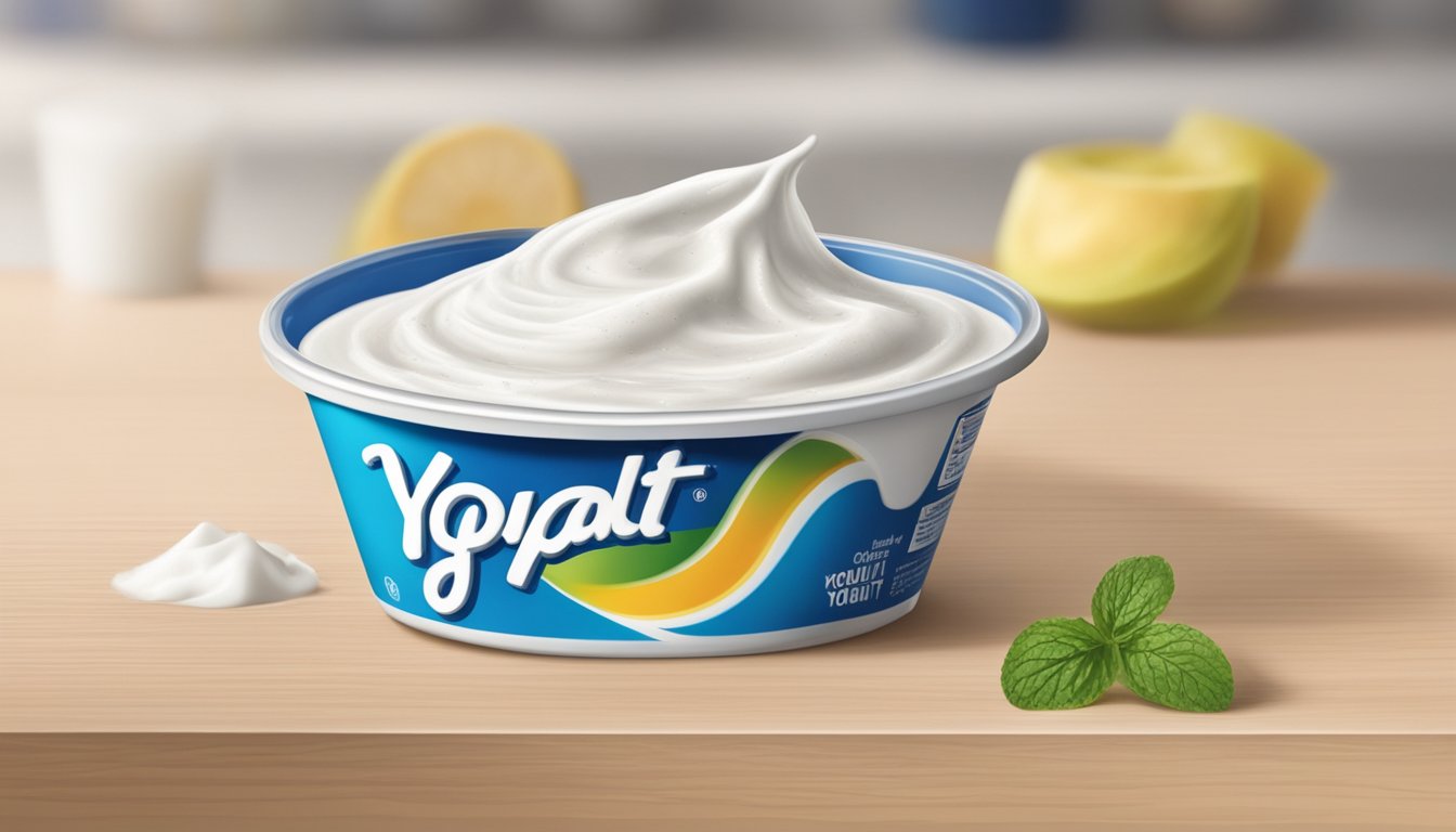 A carton of expired Yoplait yogurt sits on a kitchen counter, surrounded by moldy spots and a foul odor