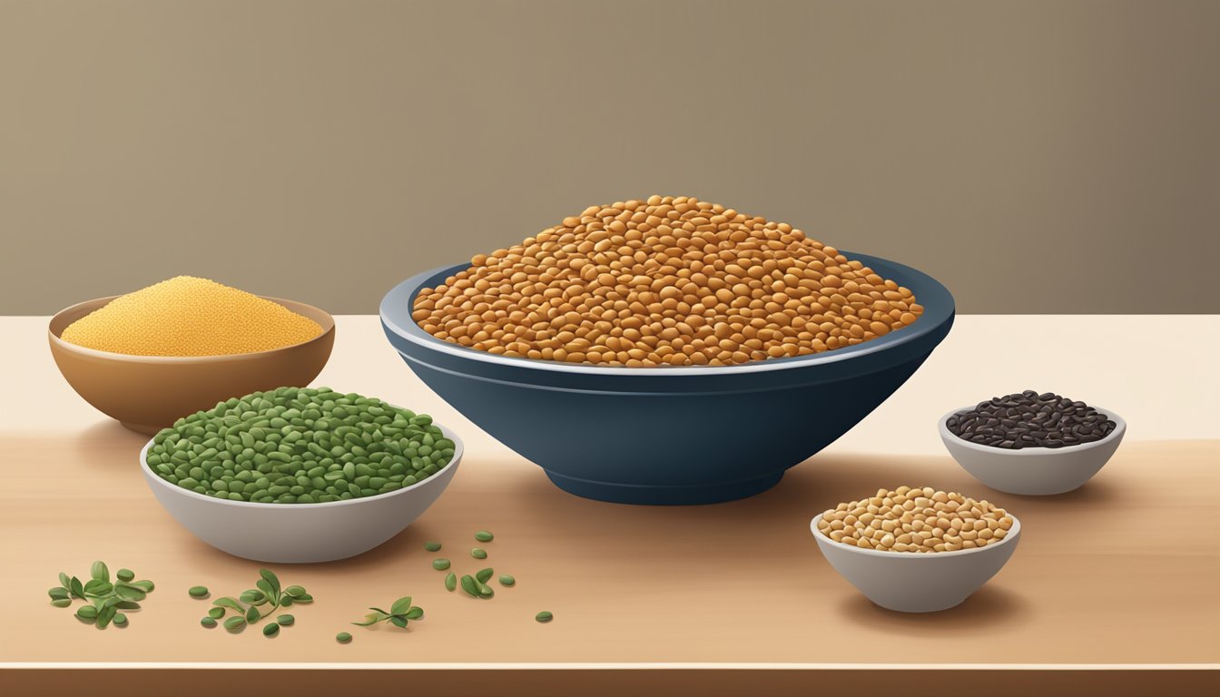 A bowl of uncooked lentils and legumes, arranged in a natural and inviting display