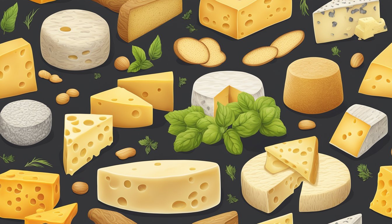 A variety of cheese rinds, from soft to hard, with different textures and colors. Aromatic and earthy scents fill the air