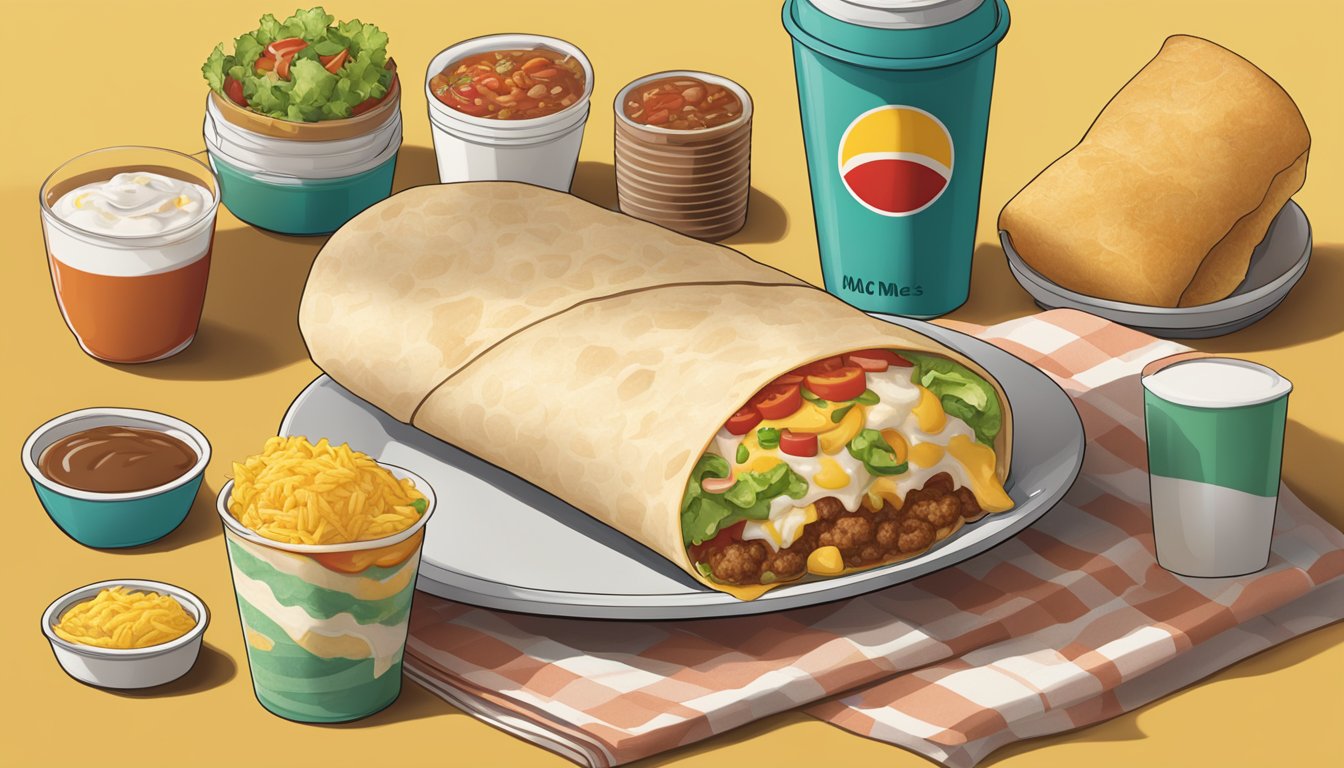 A breakfast burrito sits next to a McDonald's Tex-Mex morning offering, showcasing the size and ingredients of each option