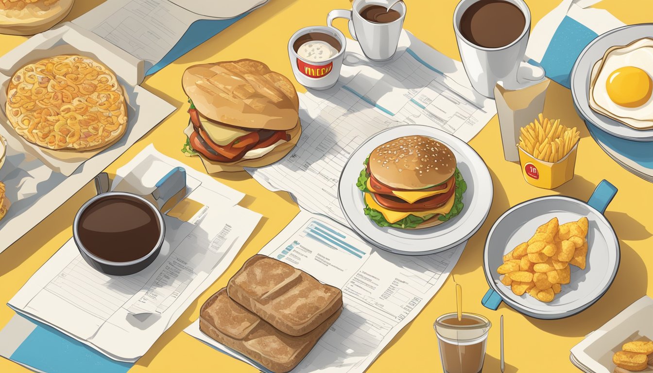 A table with McDonald's breakfast items and nutritional data, surrounded by debate imagery