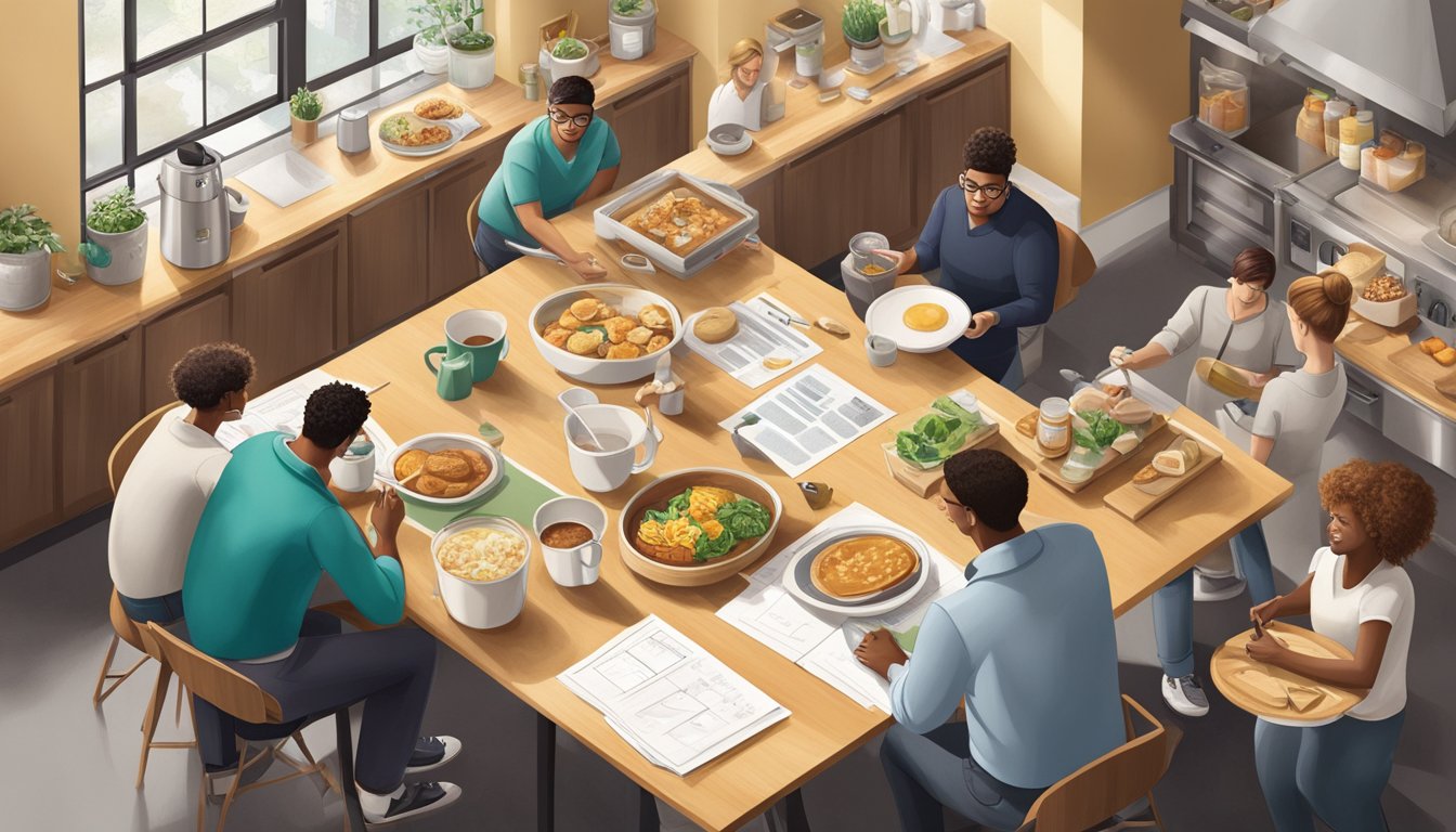 A group of Starbucks food developers brainstorm new breakfast items while surrounded by trend reports, ingredient samples, and cooking equipment