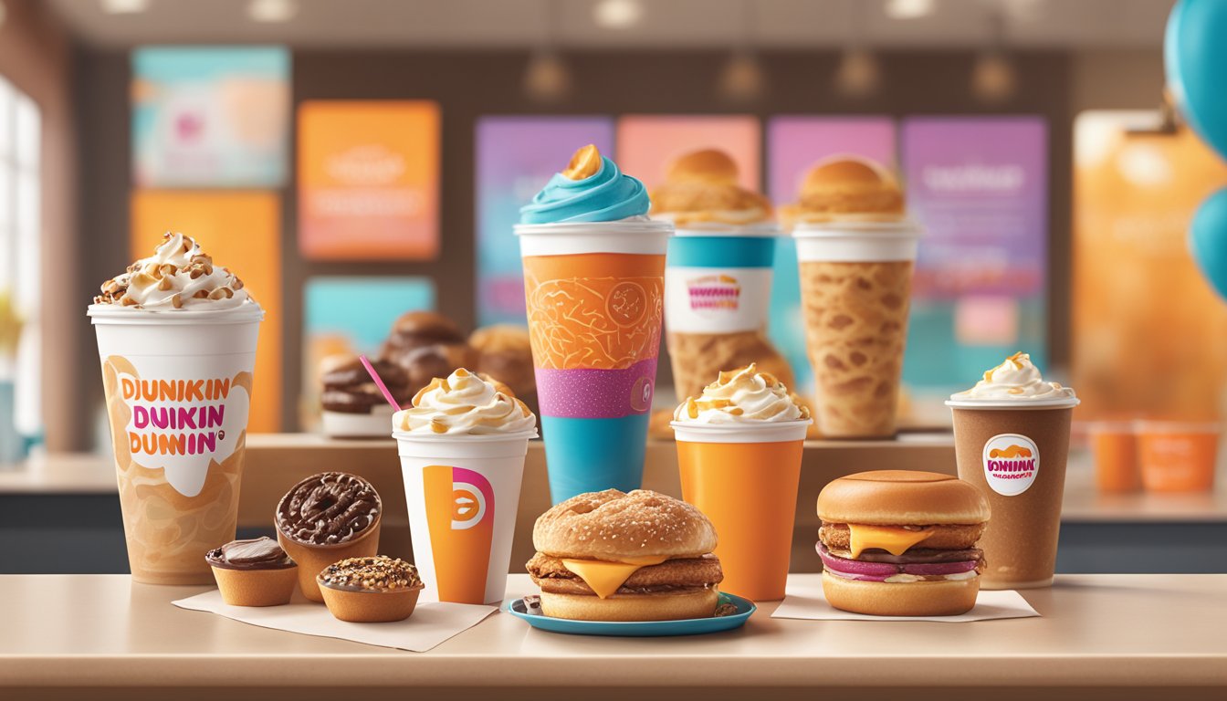 A vibrant and inviting display of Dunkin's breakfast items, featuring their loyalty program benefits prominently