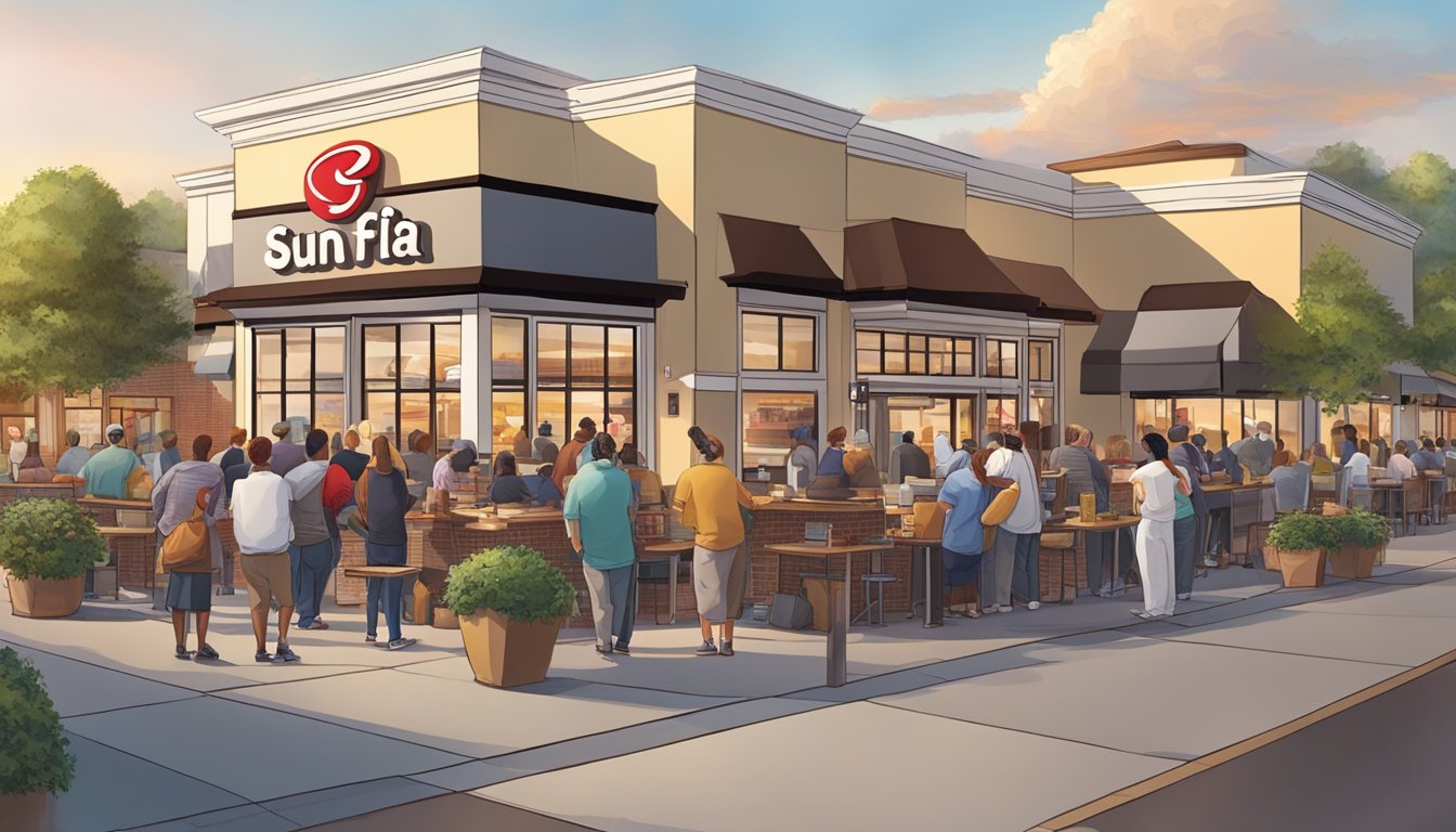 The sun rises over a bustling Chick-fil-A restaurant, as chefs prepare a mouthwatering breakfast menu. Customers eagerly line up, eager to taste the new offerings