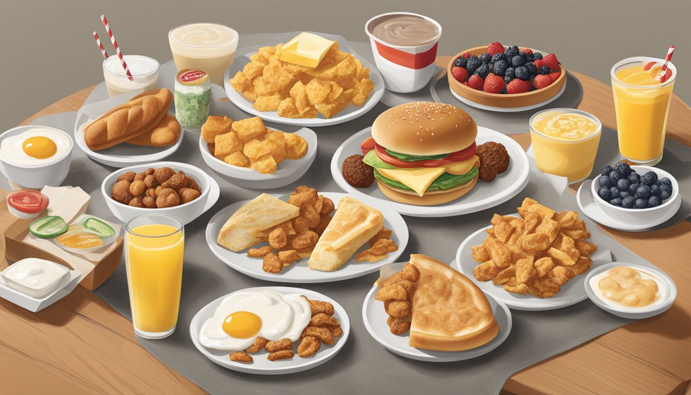 A table with various breakfast items from Chick-fil-A and its competitors, displaying their nutritional profiles and breakdowns