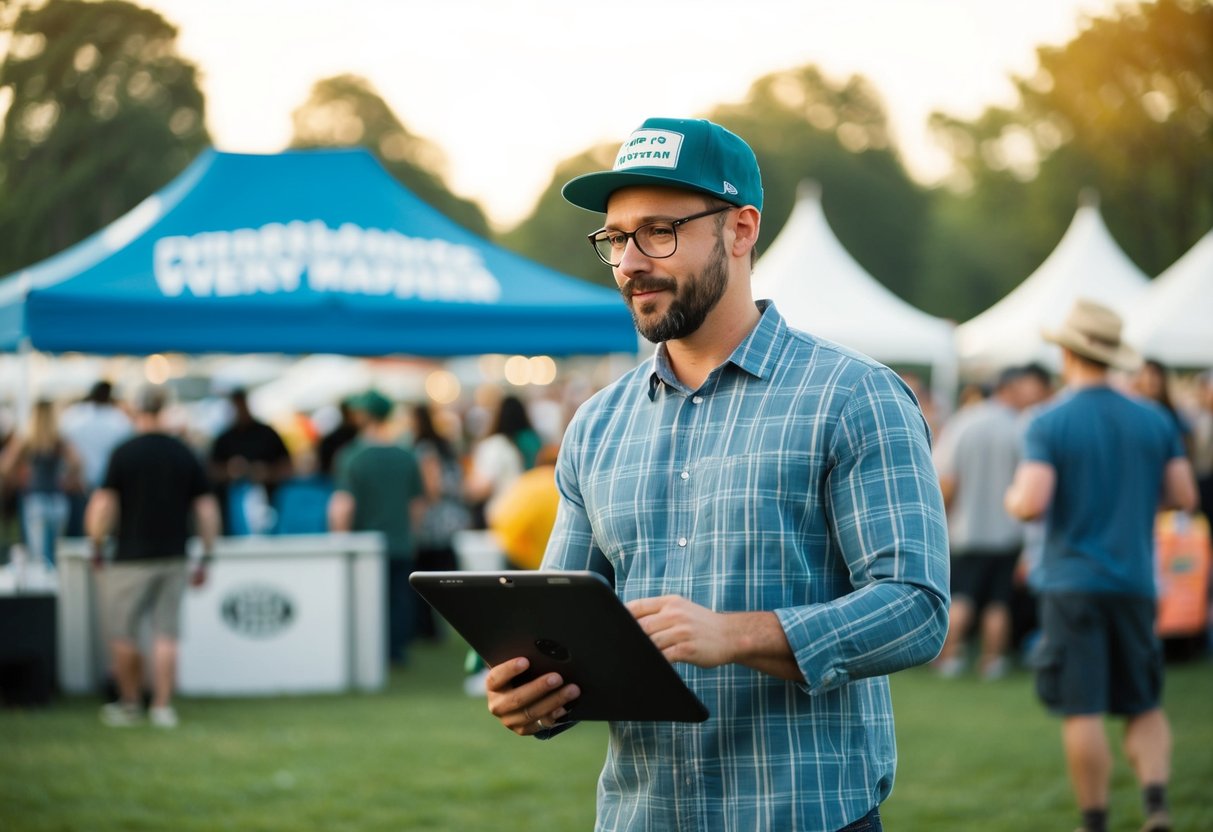 A freelance event manager coordinating vendors, schedules, and logistics for a large outdoor music festival
