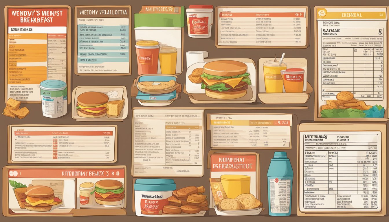 A table displaying various Wendy's breakfast items with their corresponding nutritional information