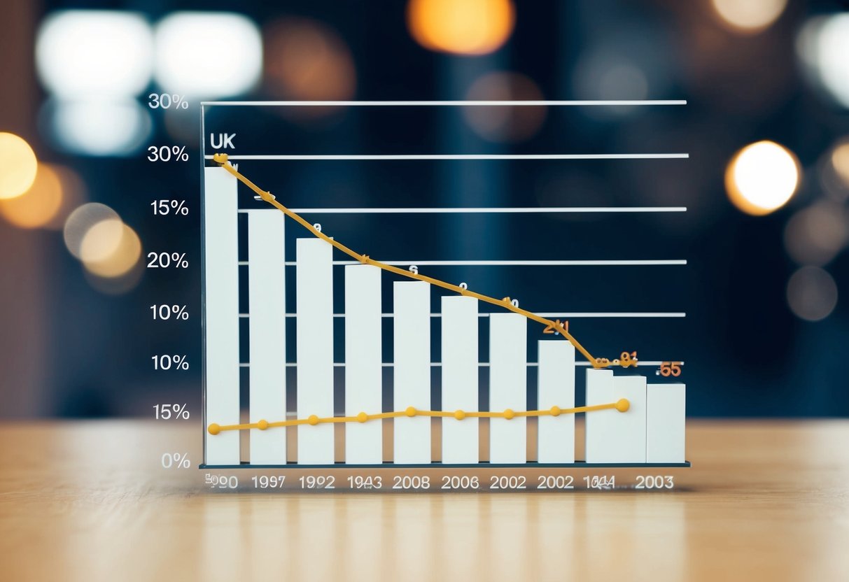 A graph showing a downward trend in marriage rates in the UK over time