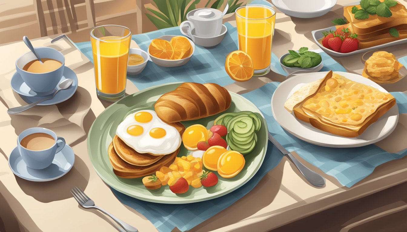 A table set with a variety of BK's breakfast items, arranged in an appealing and inviting manner