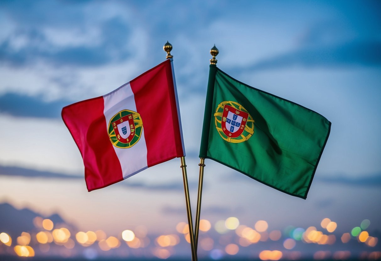 Mary and Portugal's flags intertwined in a symbolic union