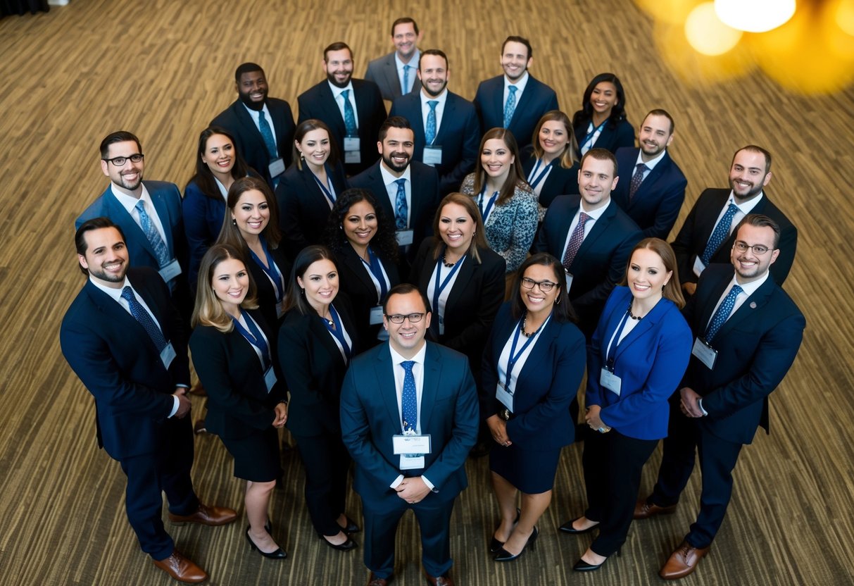 A group of event planning professionals with various degrees, such as hospitality, business, or communications, gathered at a conference