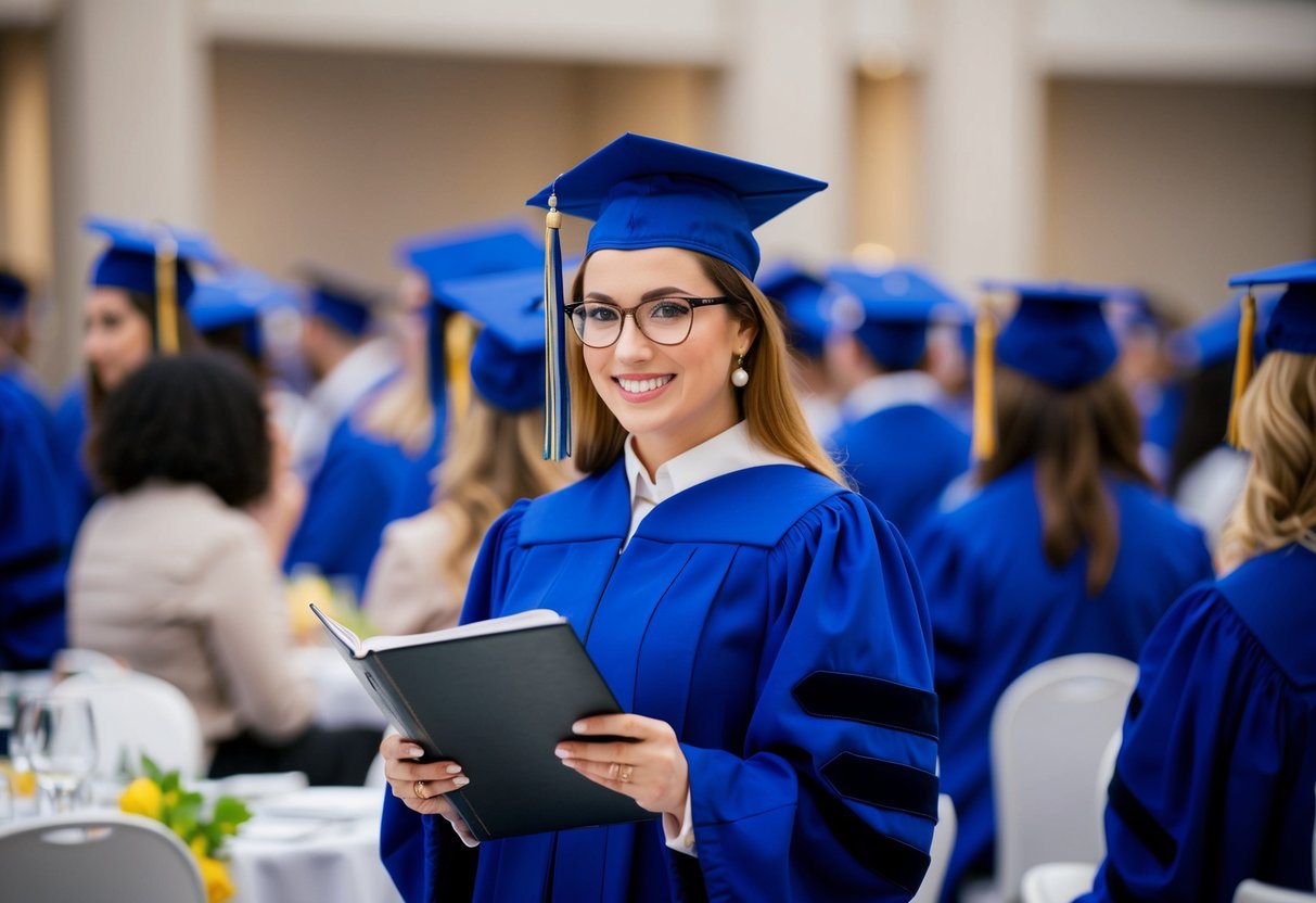 An event planner with a degree in hospitality or event management gains practical experience through hands-on training at a large-scale event
